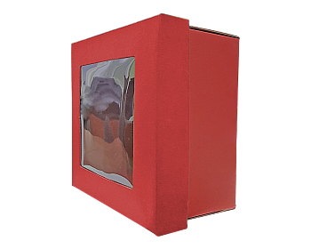 Подарочная коробка красная с прозрачным окном